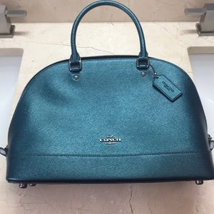 New with tags metallic dark teal Coach purse